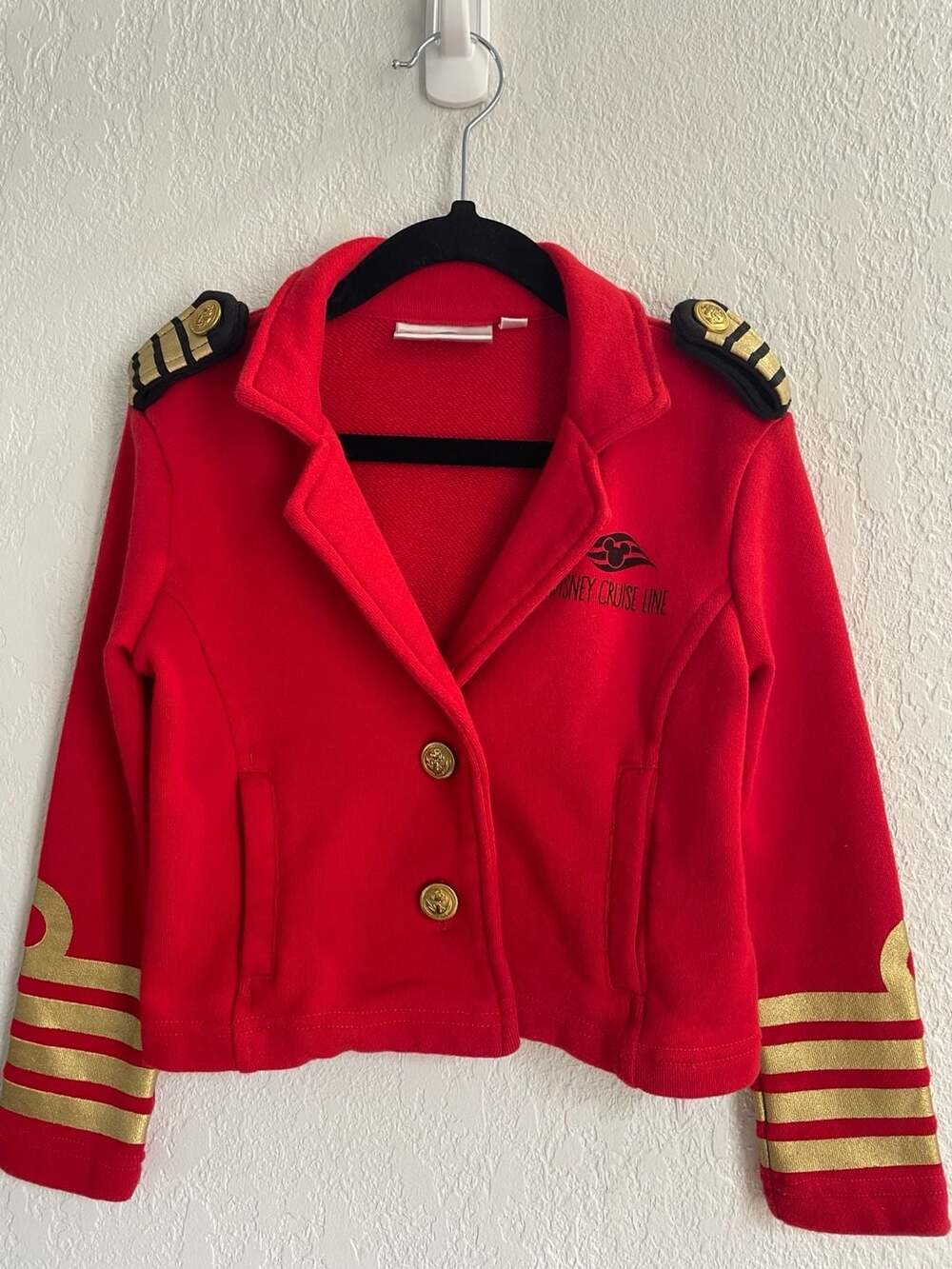 Disney Cruise Line Captain Uniform Style Red Military Blazer Jacket